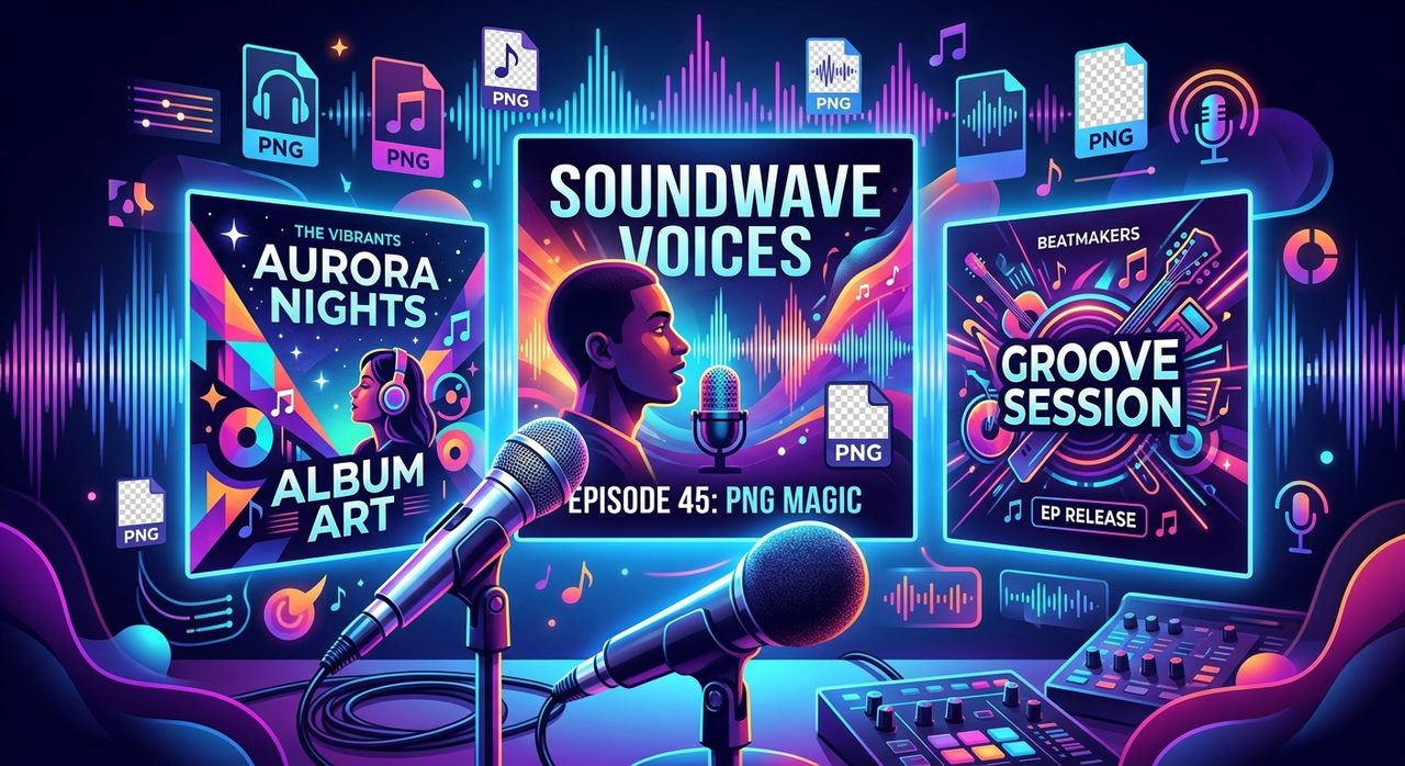 PNG Graphics for Podcast Covers, Album Art, and Music Content